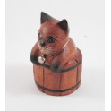Petit chat sculpté en bois de Suar - N°56