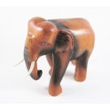 Eléphant trompe courbée sculpté en bois de Suar 18x20