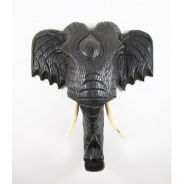 Tête d'éléphant d'Afrique sculpté en bois de Suar 30X31