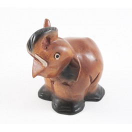 Eléphant assis sculpté en bois de Suar 13x11