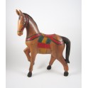 Cheval au Pas sculpté en bois de Suar - 39x28 (Droit)