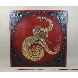 Tableau Kâao Noir/Rouge et Or - 60x60 - TB037